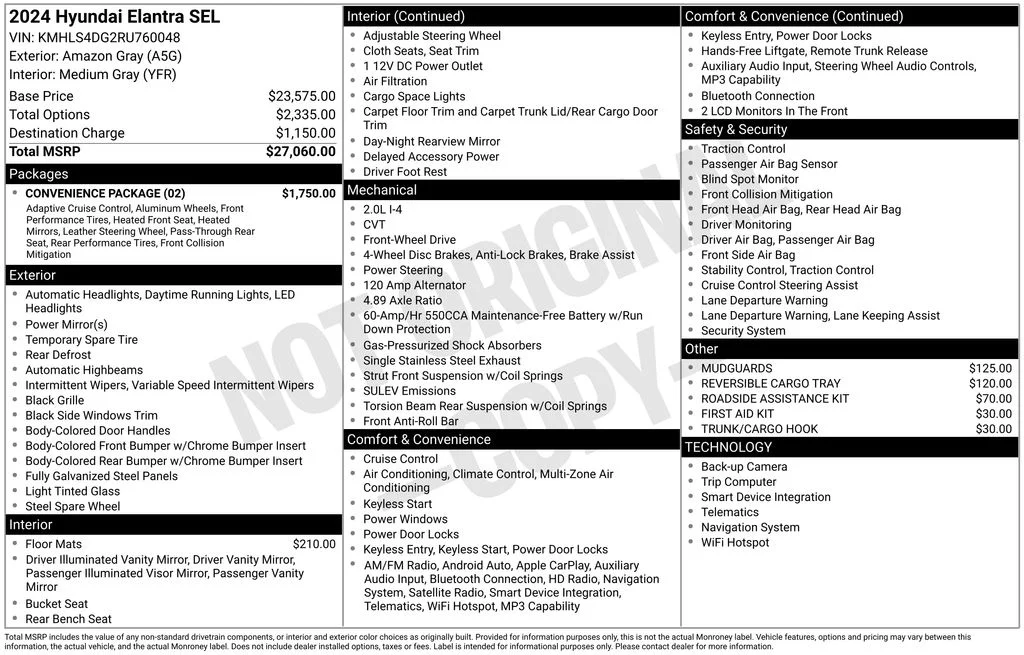Used 2024 Gray Hyundai SEL image 41