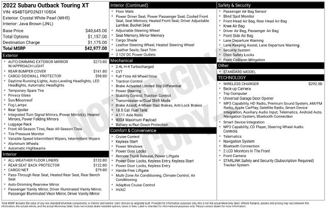 Used 2022 White Subaru Touring XT image 12