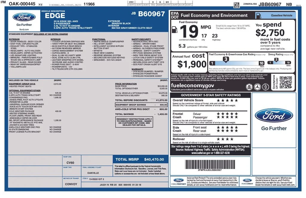 Used 2018 Shadow Black Ford SEL image 35