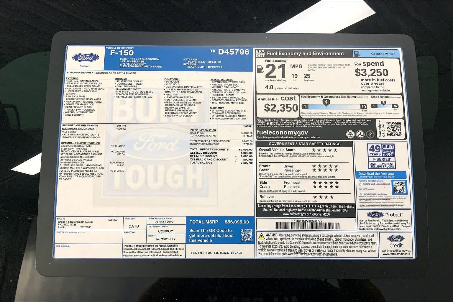 New 2026 Agate Black Metallic Ford XLT image 21