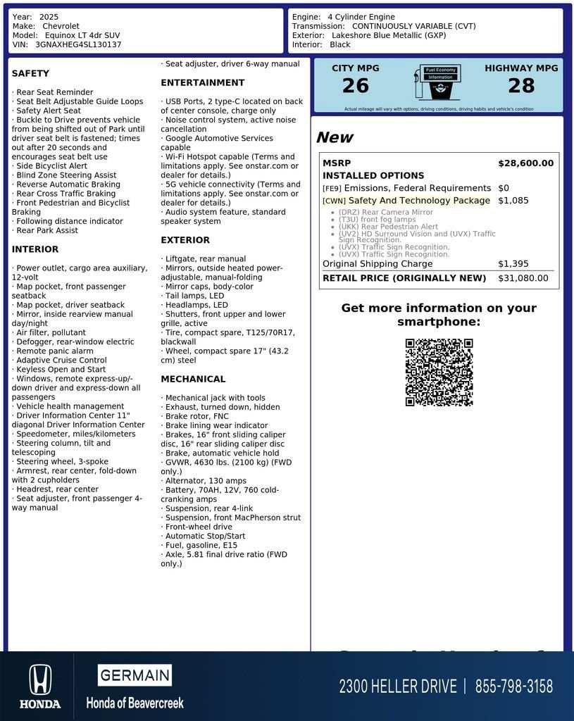 Used 2025 Lakeshore Blue Metallic Chevrolet LT image 31