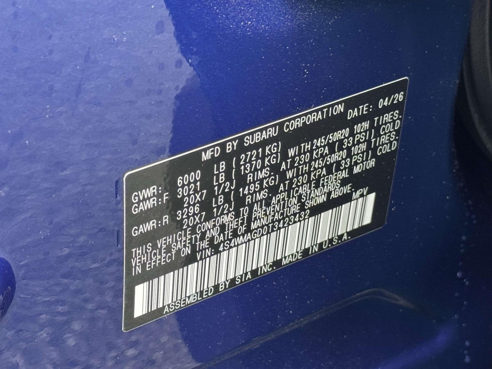 New 2026 SAPPHIRE BLUE PEARL Subaru Limited 7-Passenger image 18