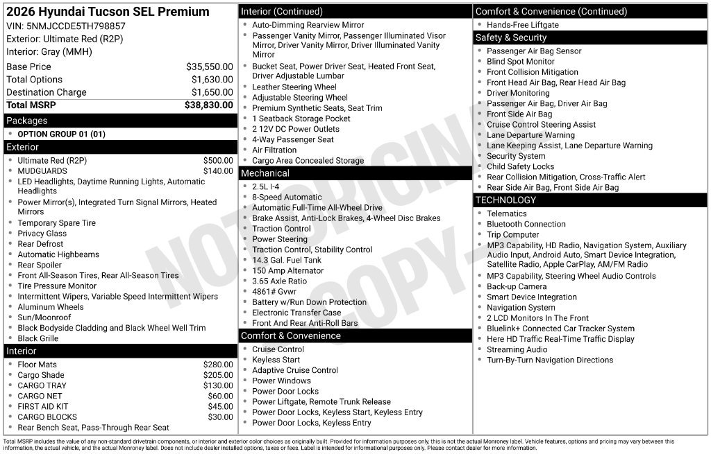 New 2026 Red Hyundai SEL Premium image 6