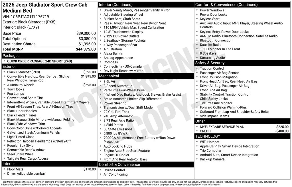 New 2026 Black Clearcoat Jeep Sport image 9
