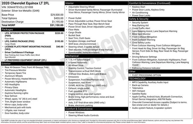 Certified Used 2020 Silver Ice Metallic Chevrolet LT image 35