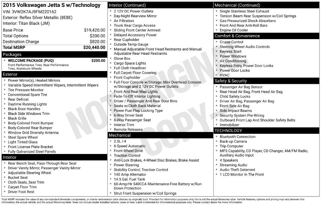 Used 2015 Reflex Silver Metallic Volkswagen 2.0L S image 10