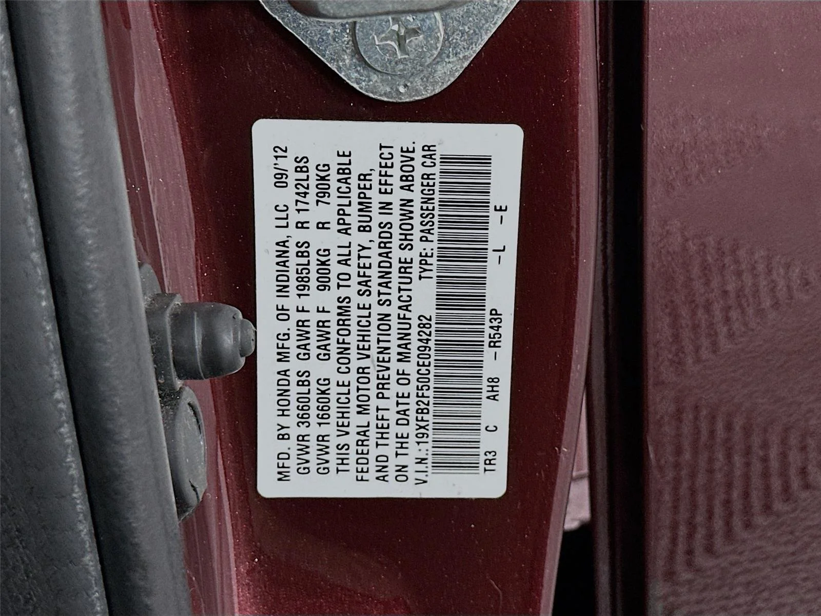 Used 2012 Crimson Pearl Honda LX image 20