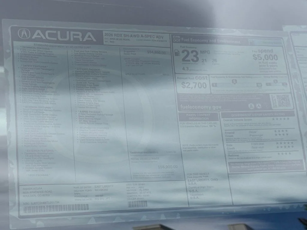 New 2026 Apex Blue Pearl Acura A-Spec Advance Package image 28
