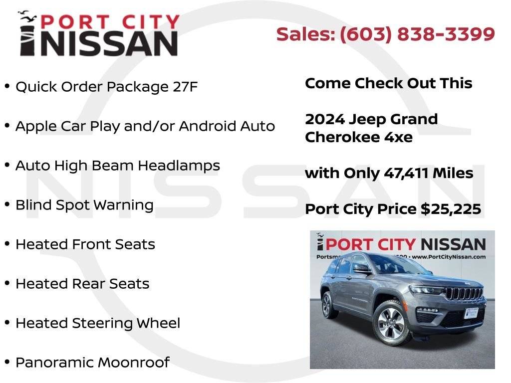 Used 2024 Gray Metallic Jeep 4xe W/PANORAMIC ROOF & HEATED LEATHER SEATS image 8