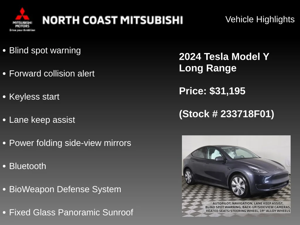 Used 2024 Tesla Model Y Long Range with VIN 7SAYGDEE3RA233718 for sale in Bedford, OH