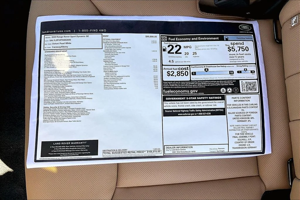 New 2026 Beige Land Rover Dynamic SE image 14