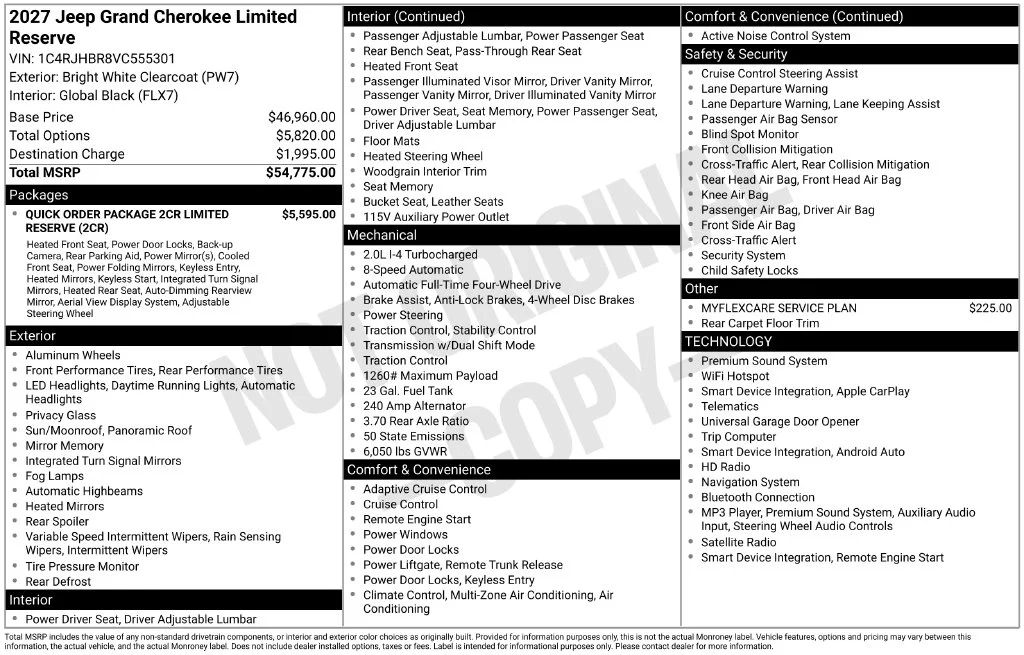 New 2027 Bright White Clear-Coat Paint Jeep Limited Reserve image 6