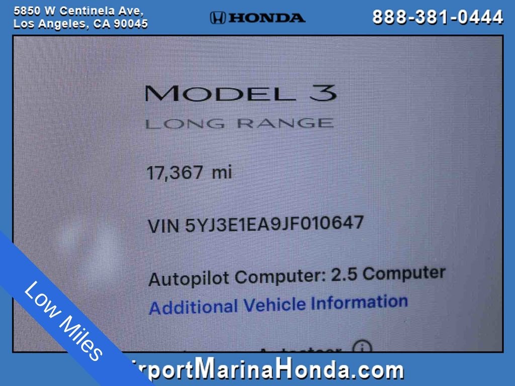 Used 2018 Tesla Model 3 Long Range with VIN 5YJ3E1EA9JF010647 for sale in Los Angeles, CA