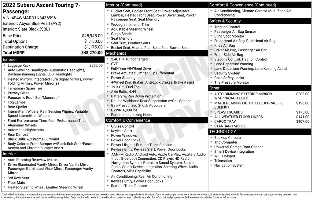 Used 2022 Blue Subaru Touring image 6