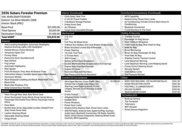 New 2026 ICE SILVER METALLIC Subaru Premium image 34