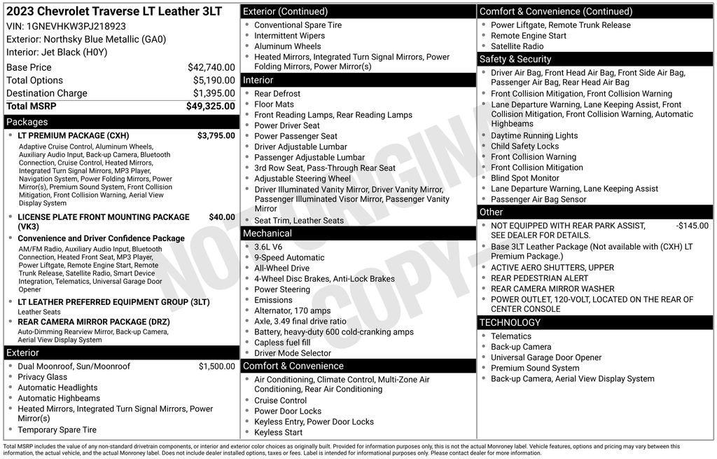 Used 2023 Northsky Blue Metallic Chevrolet LT Leather image 47