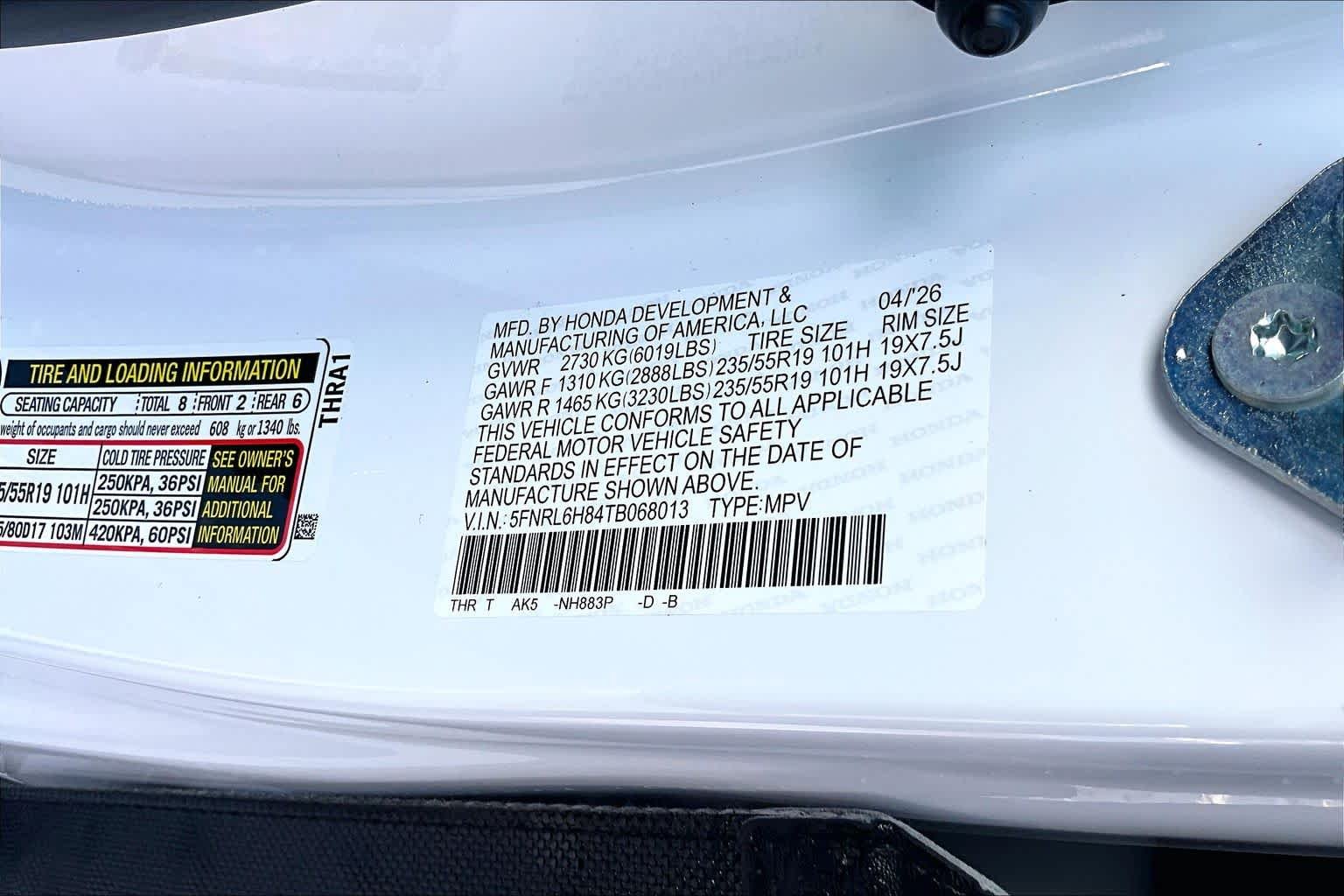 New 2026 Platinum White Pearl Honda Touring image 18