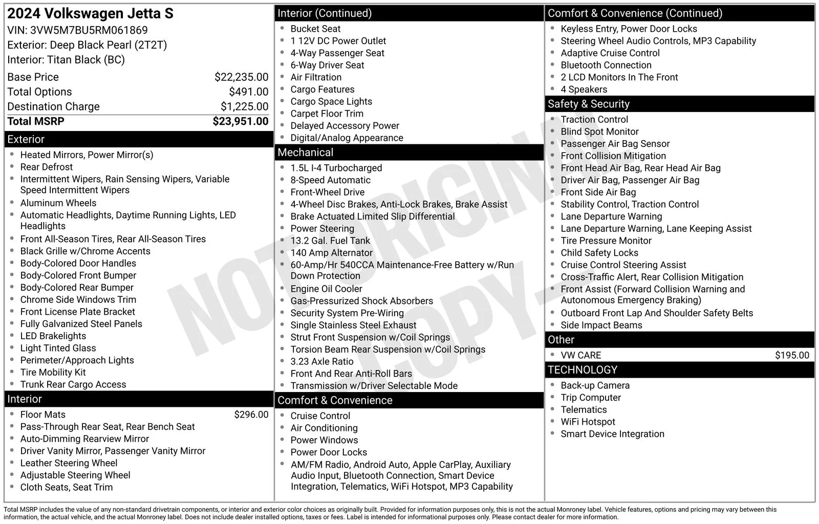 Certified Used 2024 Black Volkswagen 1.5T S image 70