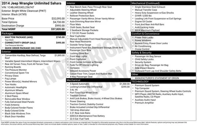 Used 2014 Bright White Clearcoat Jeep Unlimited Sahara image 14