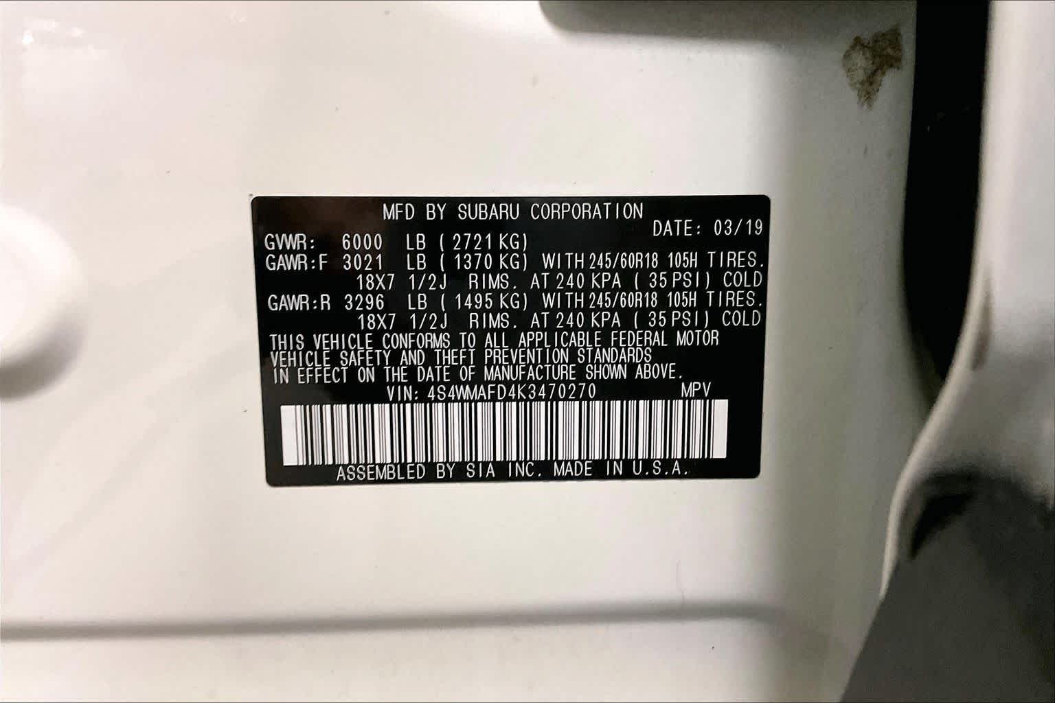 Used 2019 Crystal White Pearl Subaru Premium image 34
