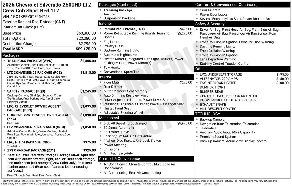 New 2026 Radiant Red Tintcoat Chevrolet LTZ image 49