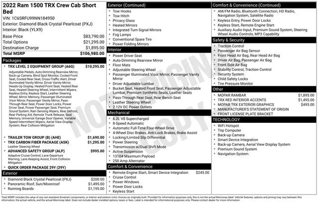 Used 2022 Diamond Black Crystal Pearlcoat Ram TRX image 20