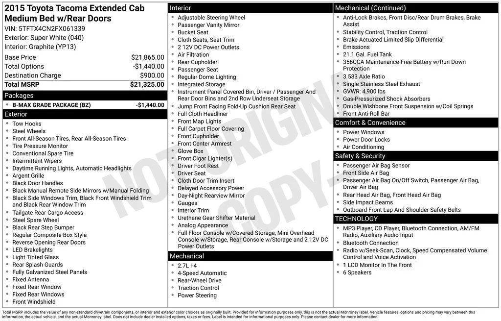 Used 2015 White Toyota Base image 5