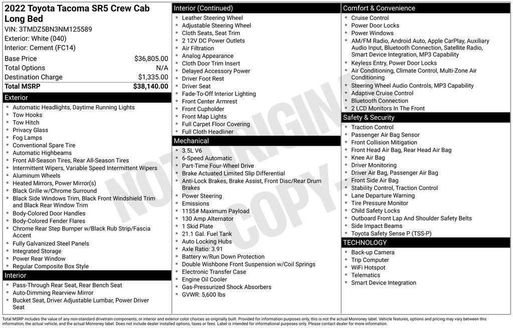Used 2022 White Toyota SR5 image 4