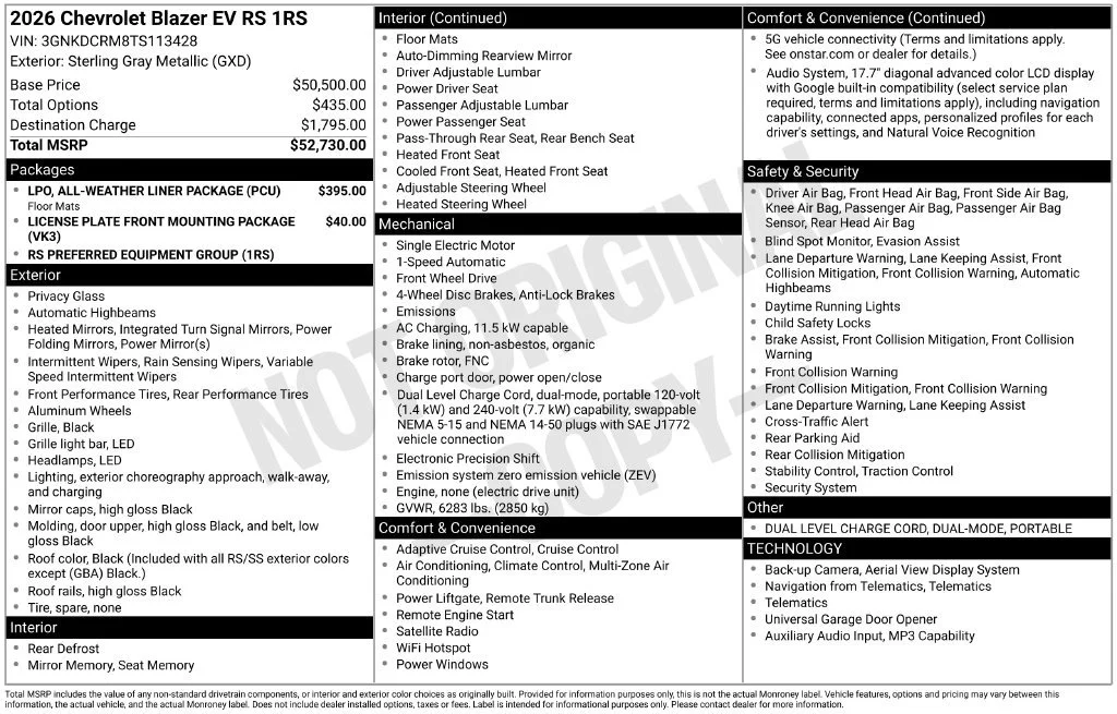 New 2026 Sterling Gray Metallic Chevrolet RS image 5