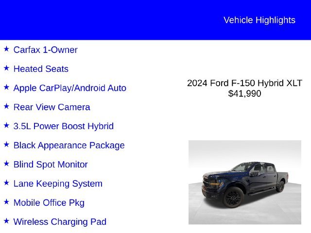 Certified Used 2024 Blue Metallic Ford XLT image 3