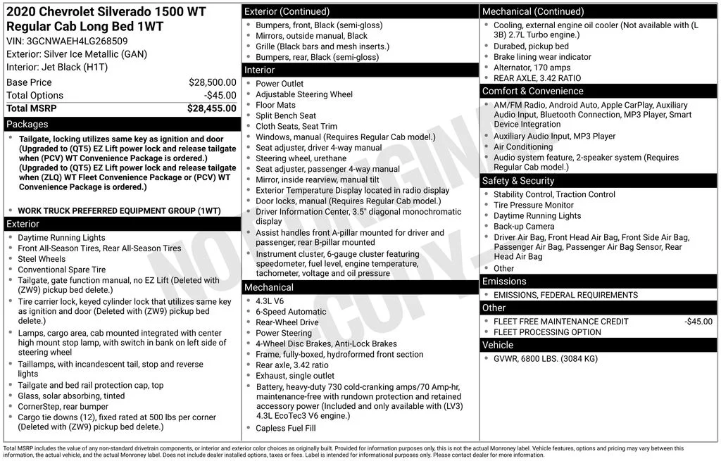 Used 2020 Silver Chevrolet WT image 17