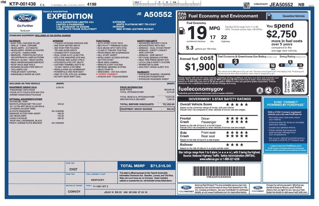 Used 2018 White Ford Limited image 33