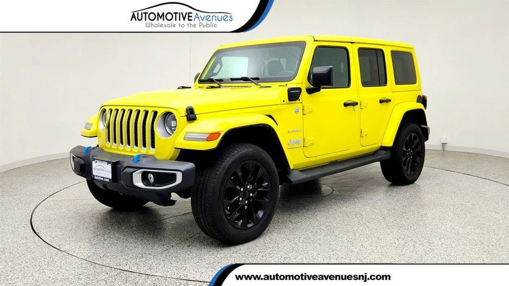 Used 2023 High Velocity Clearcoat Jeep Sahara 4x4 w/ Cold Weather Group & Body-Color Hard Top image 1