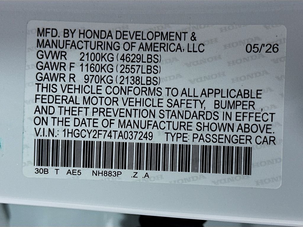 New 2026 Platinum White Pearl Honda Sport-L Hybrid image 23