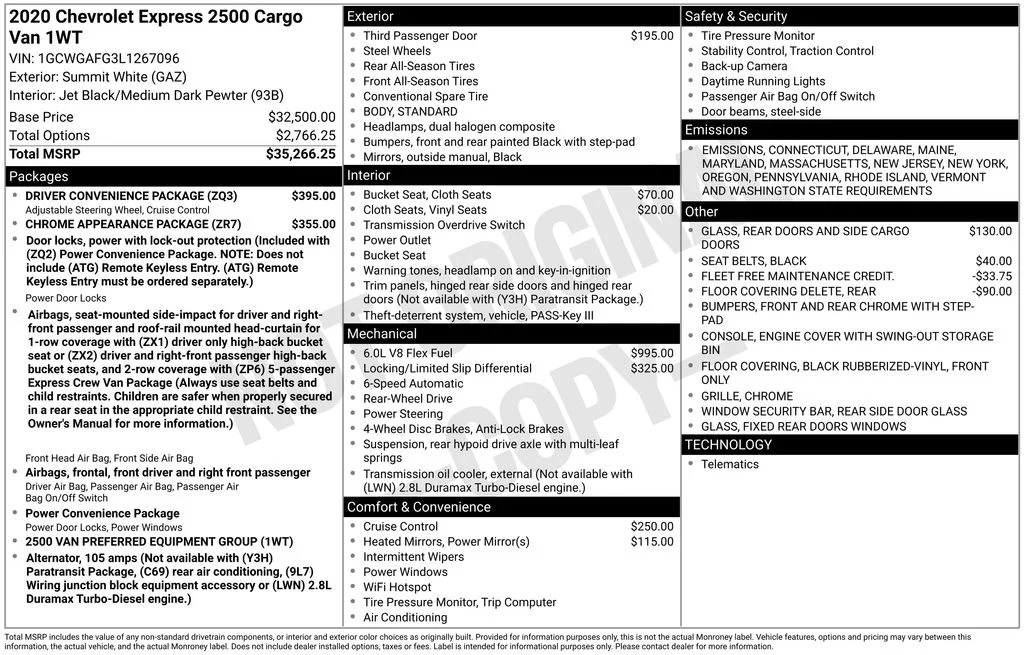 Used 2020 White Chevrolet Work Van image 17