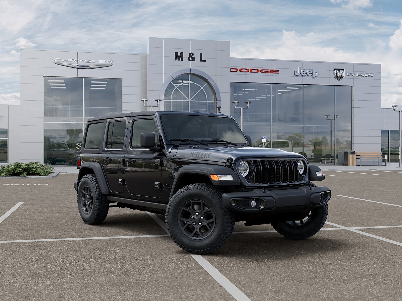 New 2026 Black Clearcoat Jeep 4-Door Willys 4x4 image 1