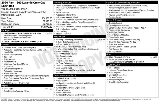 New 2026 Diamond Black Crystal Pearlcoat Ram Laramie image 19