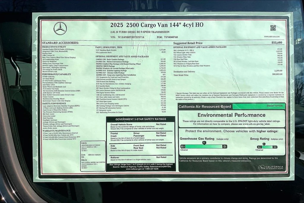 2025 Mercedes-Benz Sprinter Cargo Van