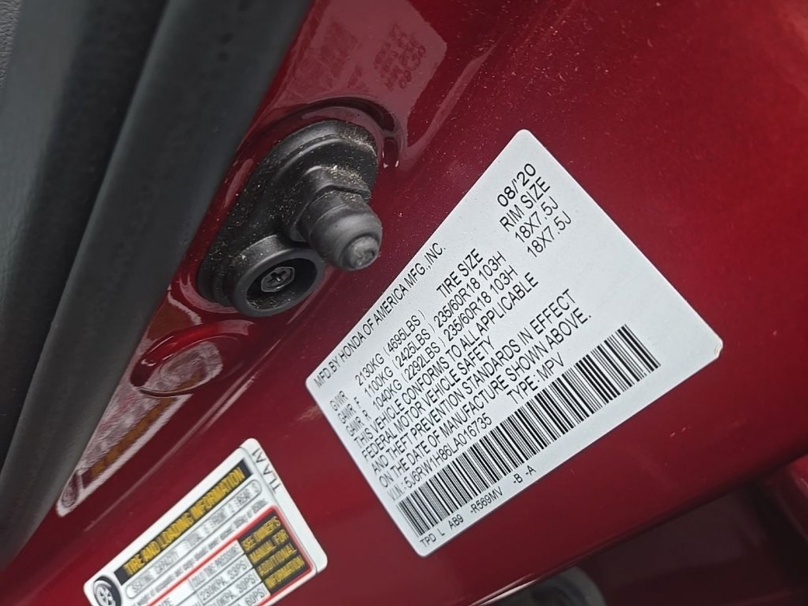 Certified Used 2020 Radiant Red Metallic Honda EX-L image 10