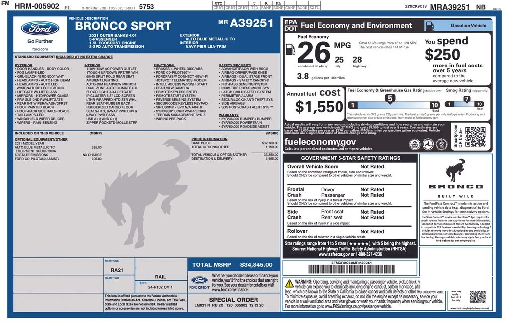 Certified Used 2021 Blue Ford Outer Banks image 5