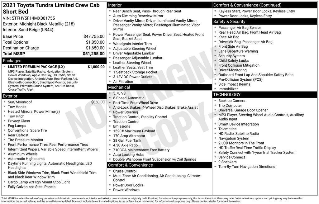 Certified Used 2021 Black Toyota Limited image 38