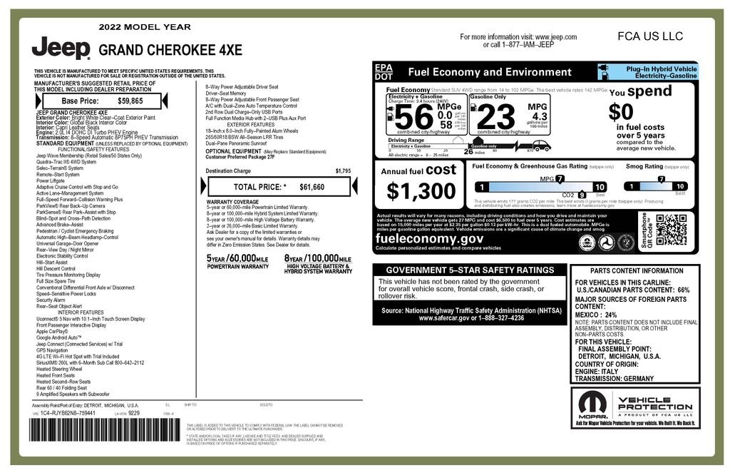 Used 2022 Jeep Grand Cherokee 4xe with VIN 1C4RJYB62N8759441 for sale in Phoenix, AZ