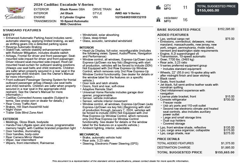 Used 2024 Black Cadillac V-Series image 3