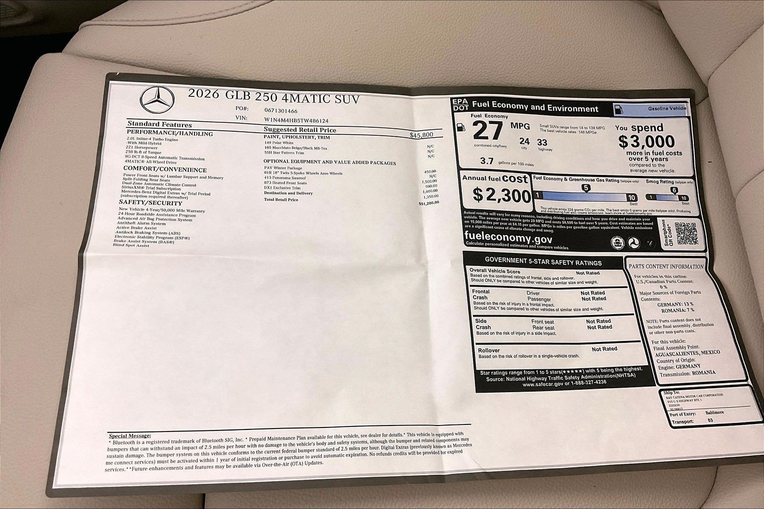 New 2026 Polar White Mercedes-Benz GLB 250 image 26