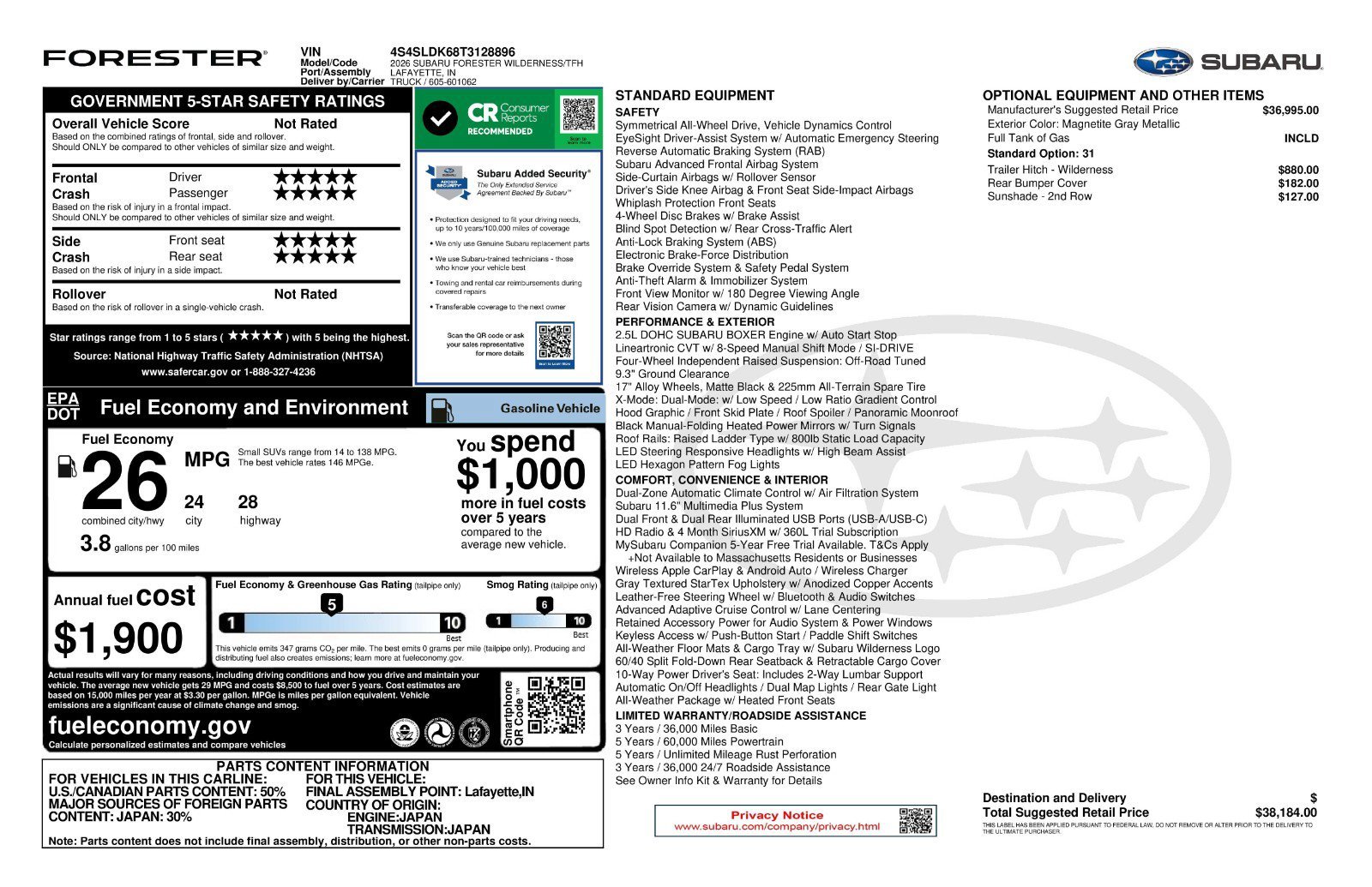 New 2026 MAGNETITE GRAY METALLIC Subaru Wilderness image 11