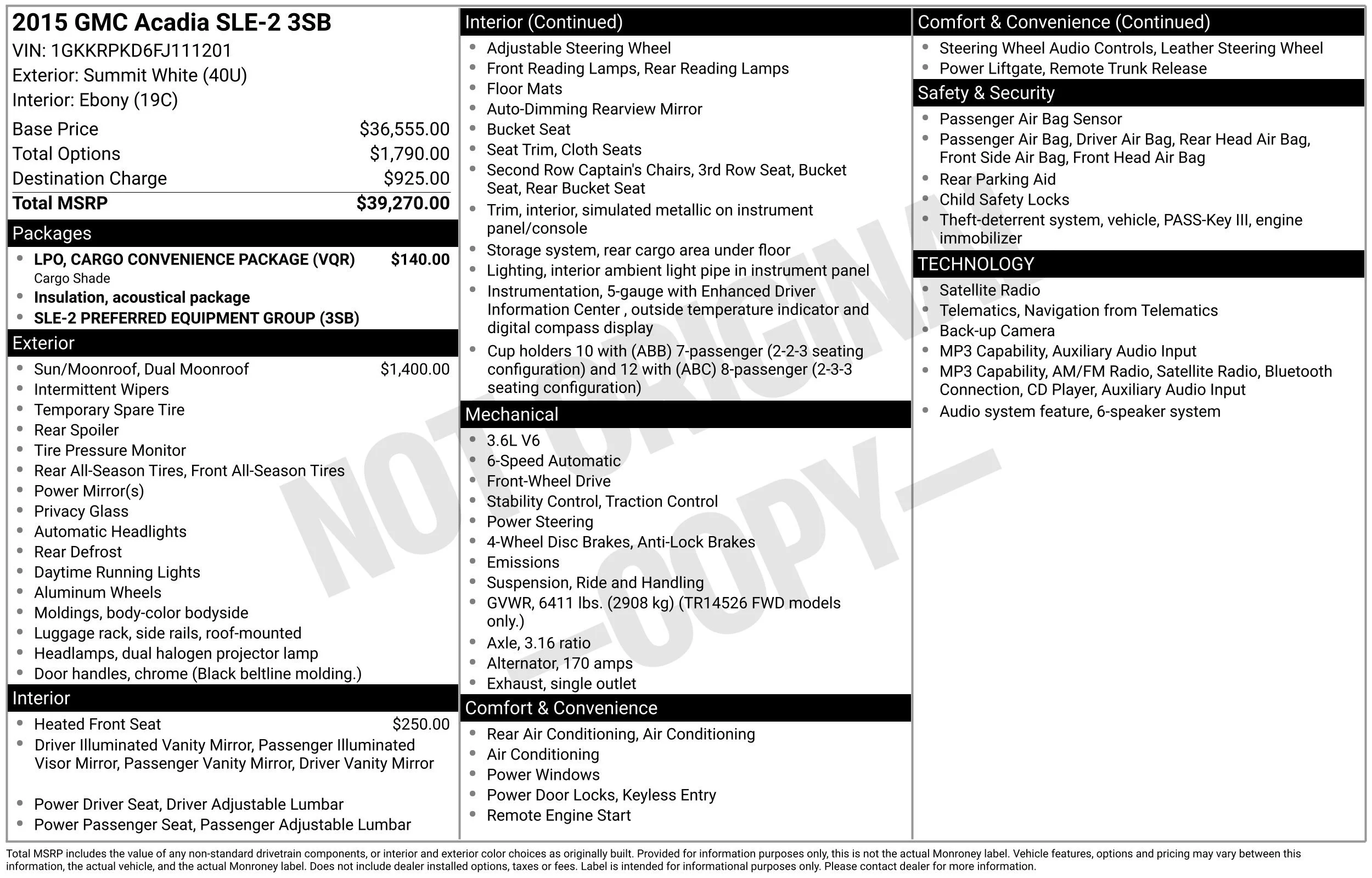 Used 2015 SUMMIT WHITE GMC SLE image 41