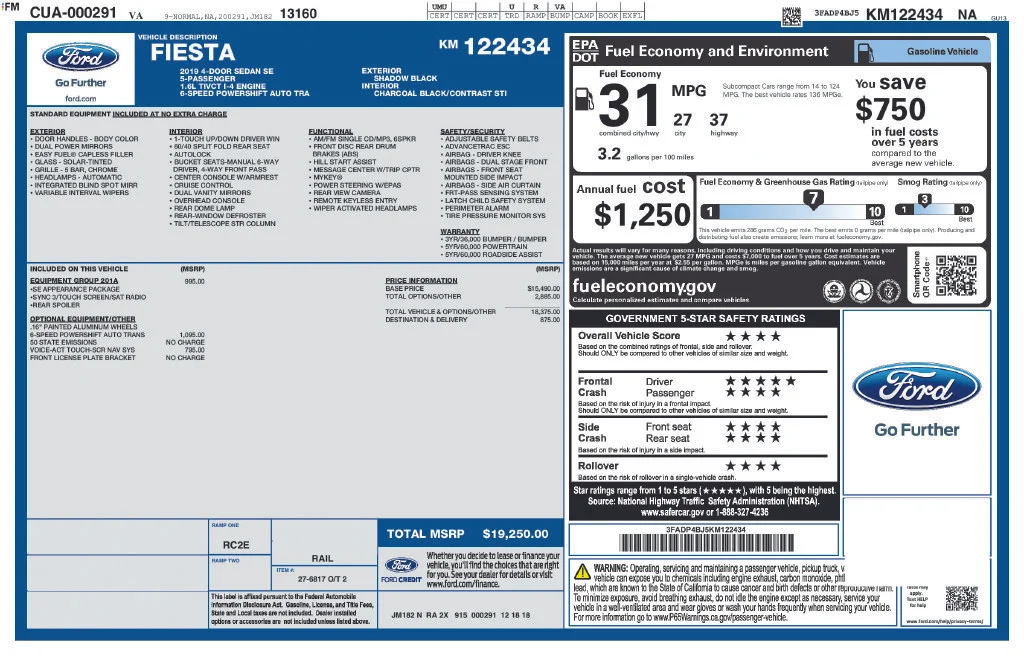 Used 2019 Black Ford SE image 6