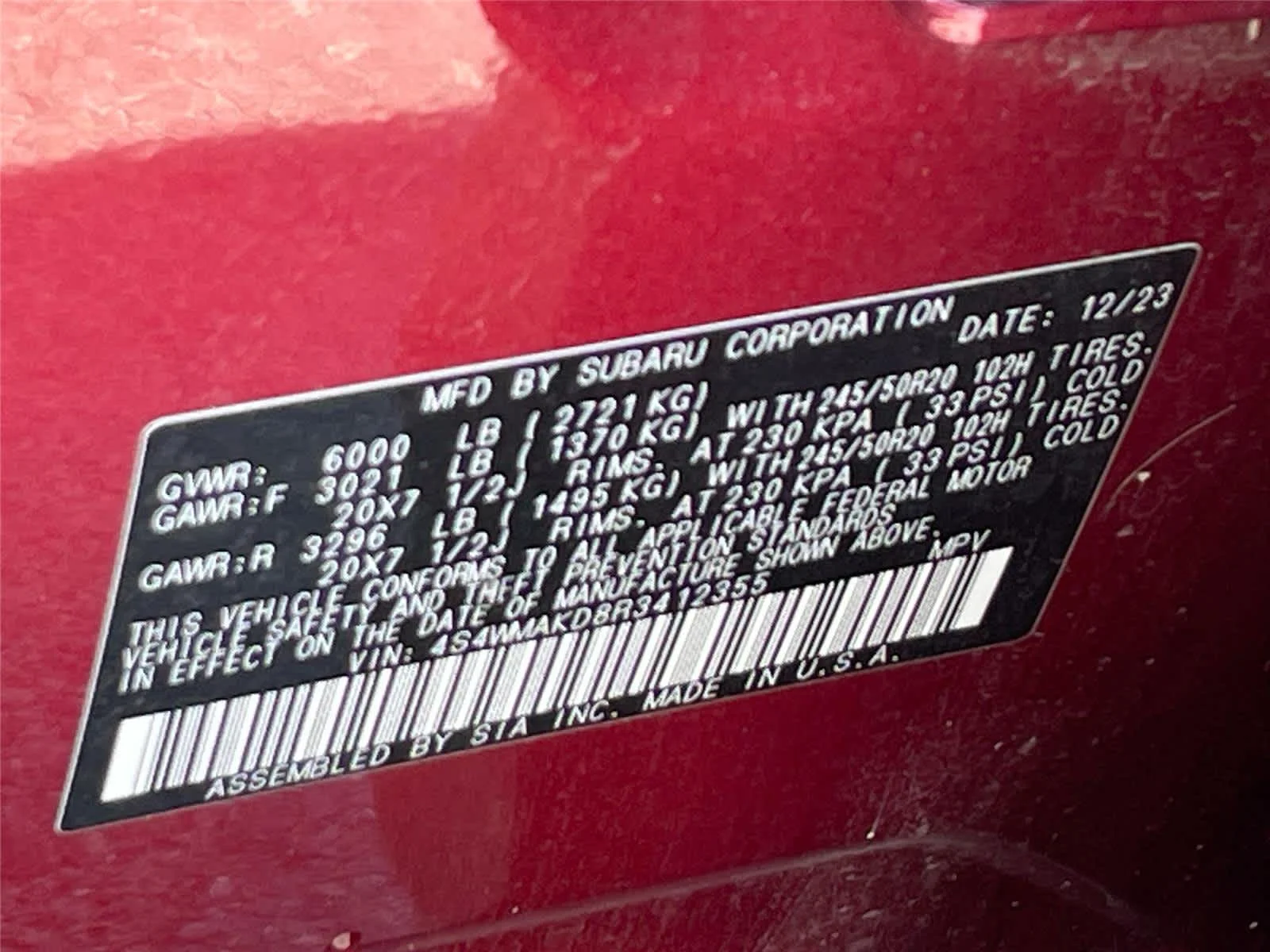 Used 2024 Crimson Red Pearl Subaru Onyx Edition Limited image 36