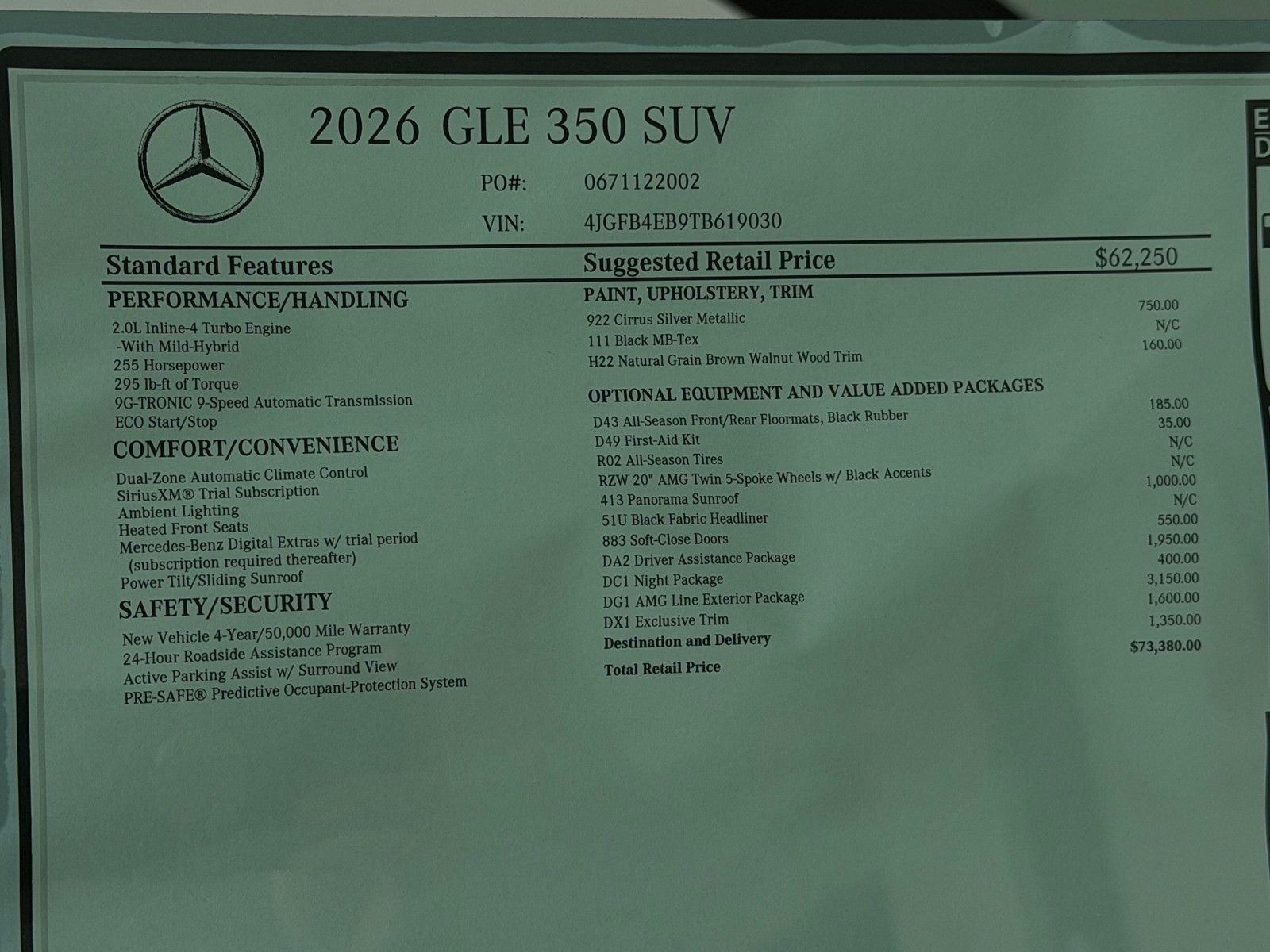 New 2026 Cirrus Silver Metallic Mercedes-Benz GLE 350 image 24