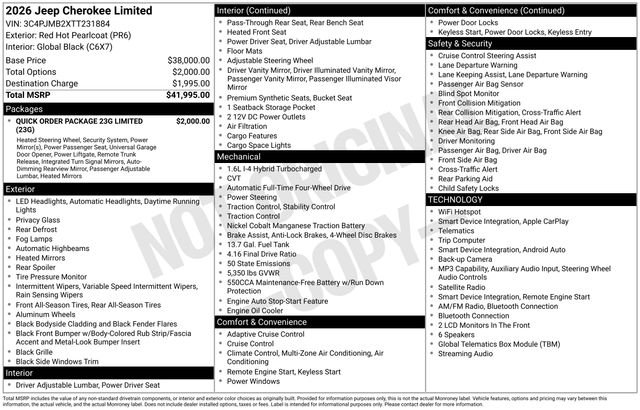 New 2026 Red Hot Pearlcoat Jeep Limited image 35